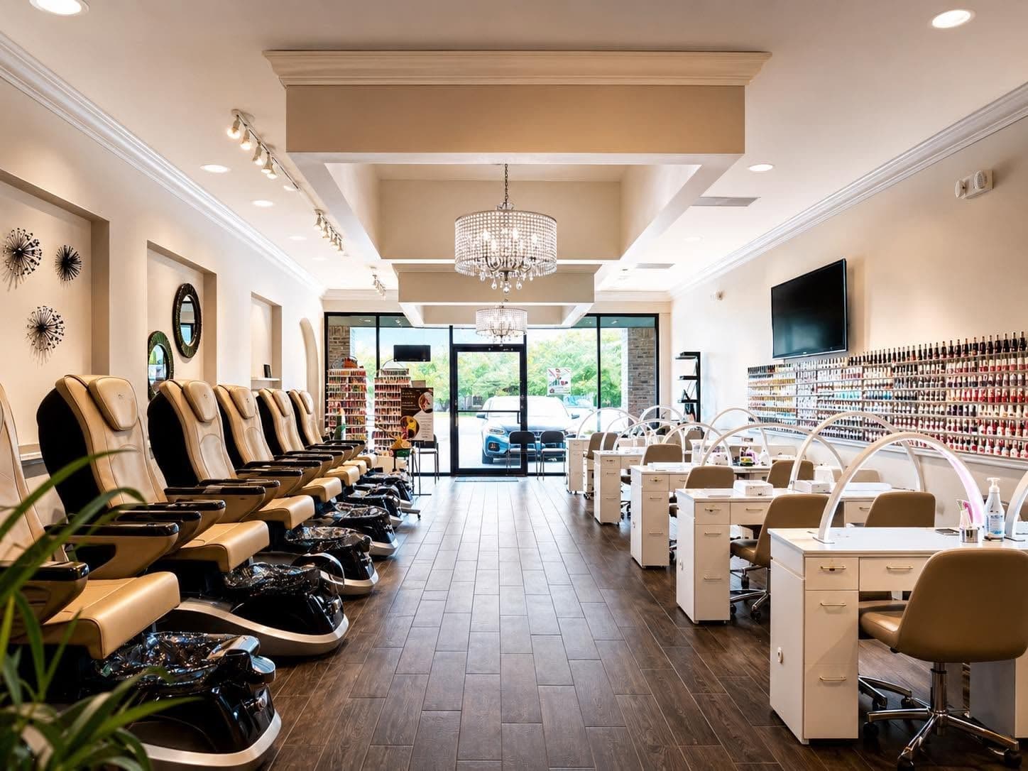 Interior of Serene Nails salon in Indianapolis