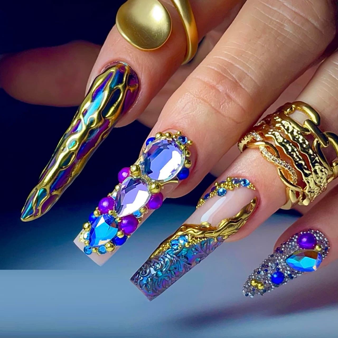 Jeweled artistic manicure